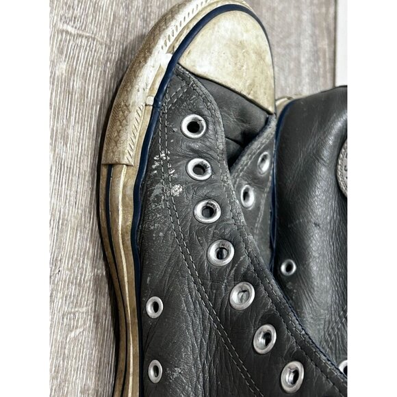 Convers Sneakers Men's Size 9.5 Leather Hi Top Luxury Fashion Black - Picture 3 of 9